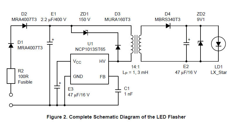 LED Flasher circuit diagram with Luxeon V Star LED